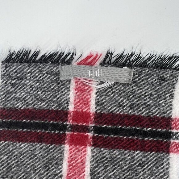 J. Jill Women's Tartan Plaid Fringed Winter Scarf Soft Polyester Rayon Blend - Picture 3 of 3